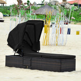 Outdoor Chaise Lounge Chair with Folding Canopy