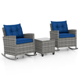 Sillones reclinables de ratán para patio con mesa de vidrio templado y cojines suaves para jardín, piscina o porche