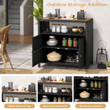 Rattan Storage Cabinet with Acacia Wood Countertop for Poolside Deck and Patio
