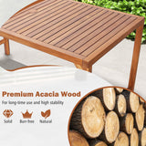 Mesa de comedor rectangular de madera de acacia para patio de 170 cm con agujero para sombrilla