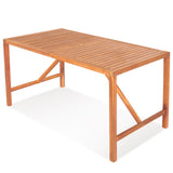 Mesa de comedor rectangular de madera de acacia de 55 pulgadas para patio con orificio para sombrilla