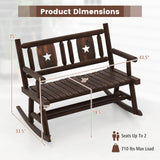Patio Rocking Bench Double Rocker Chair with Ergonomic Seat 2-Person Loveseat