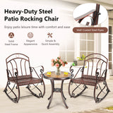 Heavy-Duty Patio Rocking Chair with Ergonomic Backrest and Armrests-Red