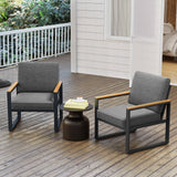 Conjunto de 2 sofás de aluminio modernos para patio con reposabrazos para balcón - Gris