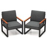 Conjunto de 2 sofás de aluminio modernos para patio con reposabrazos para balcón - Gris