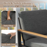 Conjunto de 2 sofás de aluminio modernos para patio con reposabrazos para balcón - Gris