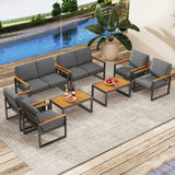 Conjunto de 2 sofás de aluminio modernos para patio con reposabrazos para balcón - Gris