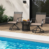 Juego de 2 sillas giratorias de comedor para patio con estructura de metal resistente y reposabrazos