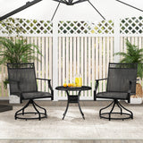 Juego de 2 sillas giratorias de comedor para patio con estructura de metal resistente y reposabrazos