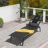 Tumbona reclinable de 5 posiciones para tomar el sol en el patio - Negra