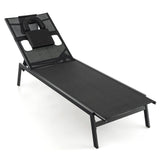 Tumbona reclinable de 5 posiciones para tomar el sol en el patio - Negra