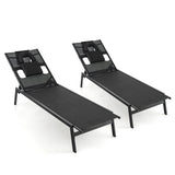 Tumbona reclinable de 5 posiciones para tomar el sol en el patio - Negra