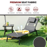 Tumbona reclinable de 5 posiciones para tomar el sol en el patio - Negra