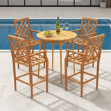Taburete de bar de teca para patio, silla de exterior a la altura de la encimera con respaldo ergonómico