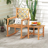 Mesa auxiliar de madera de teca para patio con tablero de listones para jardín