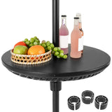 Patio Umbrella Table Tray Adjustable with Umbrella Poles-Black