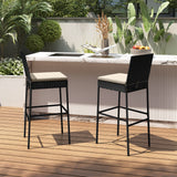 Taburetes de bar de mimbre para patio, juego de 2 con reposapiés y respaldo para el jardín.