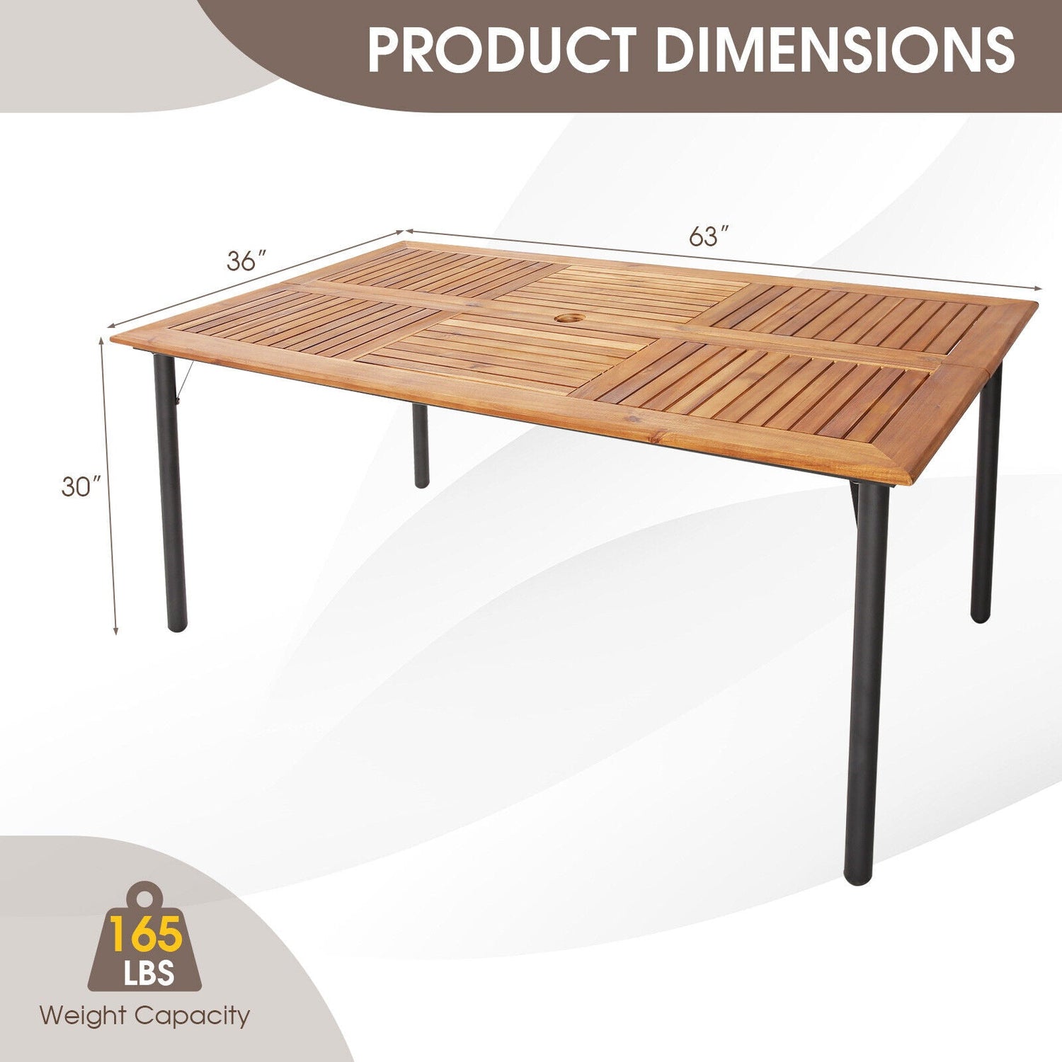 Juego de comedor de mimbre para patio de 7 piezas con cojines, apoyabrazos de madera y orificio para sombrilla