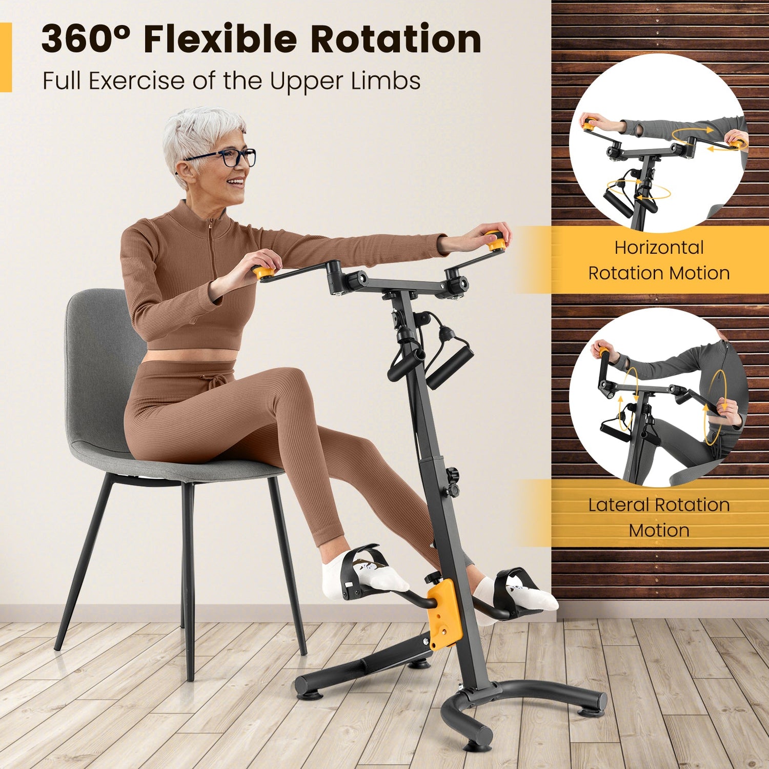 Pedalier con agarre ajustable para personas mayores - Amarillo