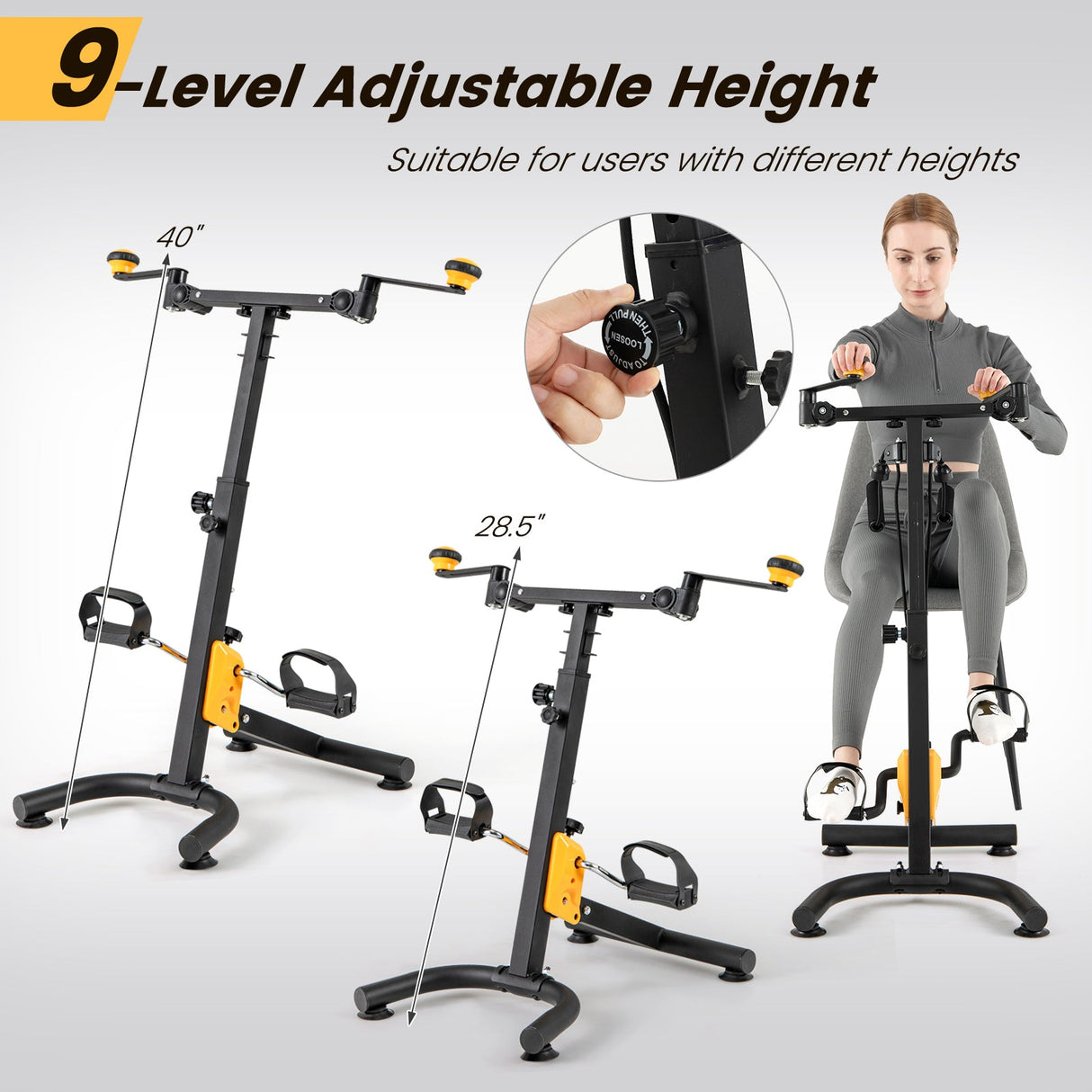 Pedalier con agarre ajustable para personas mayores - Amarillo