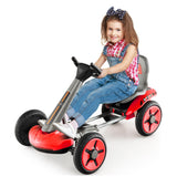 Coche de juguete de 4 ruedas a pedales con volante y asiento ajustables - Rojo