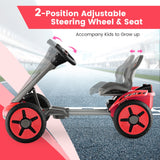 Coche de juguete de 4 ruedas a pedales con volante y asiento ajustables - Rojo