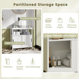 Mueble de almacenamiento para lavabo con pedestal, 2 puertas correderas y recorte en forma de U - Blanco