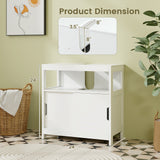 Mueble de almacenamiento para lavabo con pedestal, 2 puertas correderas y recorte en forma de U - Blanco