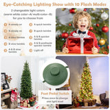 Árbol de Navidad estrecho con 180 luces LED cálidas y multicolor