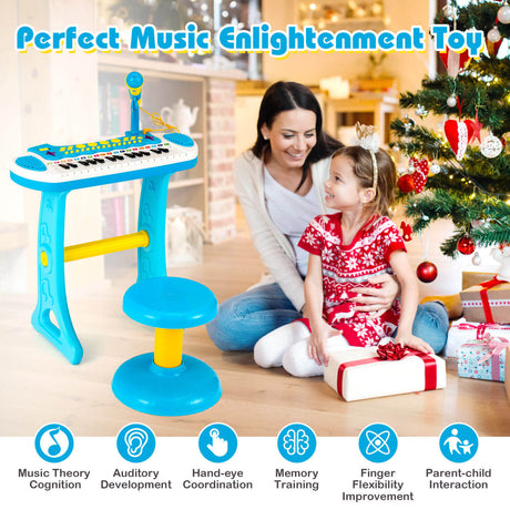 Teclado de piano de juguete de 31 teclas con micrófono y múltiples sonidos para niños de 3 años en adelante