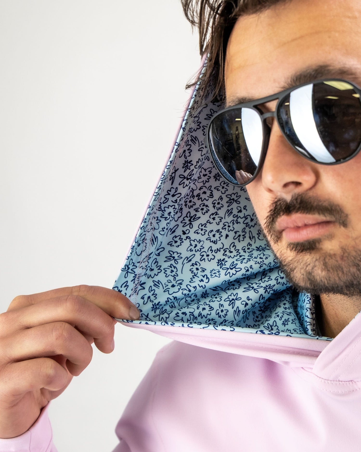 Sudadera con capucha de golf Performance - Garabato de flores azul