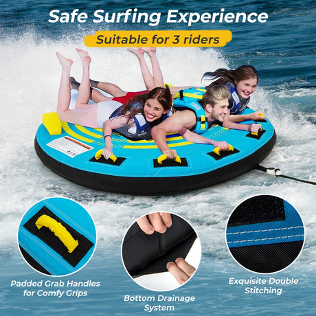 Plataforma remolcable de 3 personas para balsa inflable con válvulas dobles