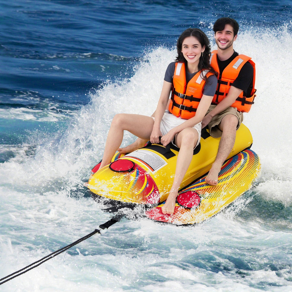 Tubo remolcable inflable de 1 o 2 personas para barco (tipo banana)