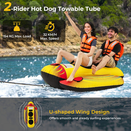 Tubo remolcable inflable de 1 o 2 personas para barco (tipo banana)