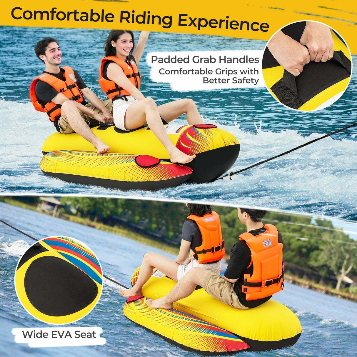 Tubo remolcable inflable de 1 o 2 personas para barco (tipo banana)