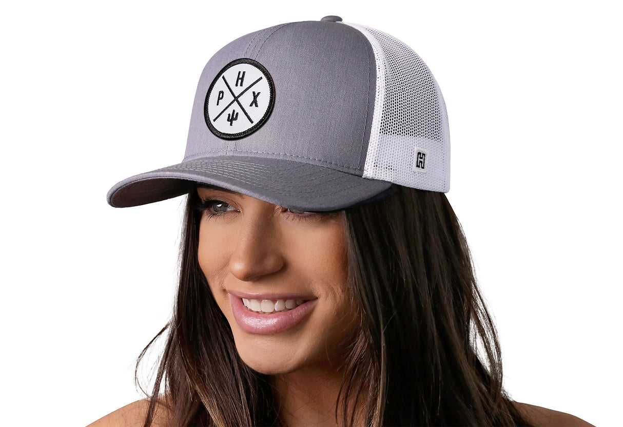 Phoenix Trucker Hat  |  Gray-White PHX X Snapback