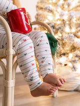 Pijama de bambú de 2 piezas tipo Henley para Navidad, atado con un lazo