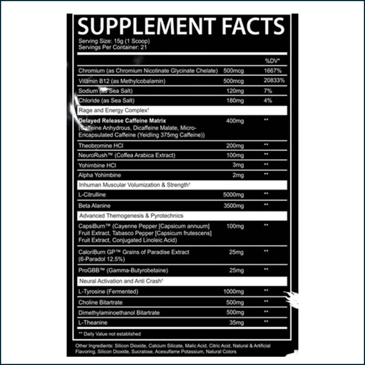 AfterDark Supps InHuman Pyro Pre-Entreno/Quema Grasas, 21 Porciones