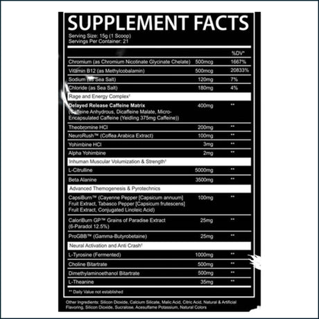 AfterDark Supps InHuman Pyro Pre-Entreno/Quema Grasas, 21 Porciones