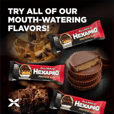 Barrita de proteínas Allmax Hexapro, caja de 12