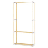Pine Wood Clothes Rack with 2-Tier Open Storage Shelf for Hanging Clothes-Gray