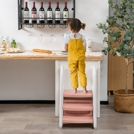 Taburete de 3 peldaños con asas de seguridad y pedales antideslizantes para niños pequeños