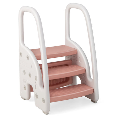 Taburete de 3 peldaños con asas de seguridad y pedales antideslizantes para niños pequeños