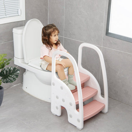 Taburete de 3 peldaños con asas de seguridad y pedales antideslizantes para niños pequeños