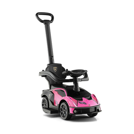 Coche Montable de Empuje Lamborghini 3 en 1 con Licencia, Barandilla de Seguridad y Mango