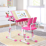 Juego de escritorio y silla de estudio para niños con altura ajustable