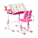Juego de escritorio y silla de estudio para niños con altura ajustable