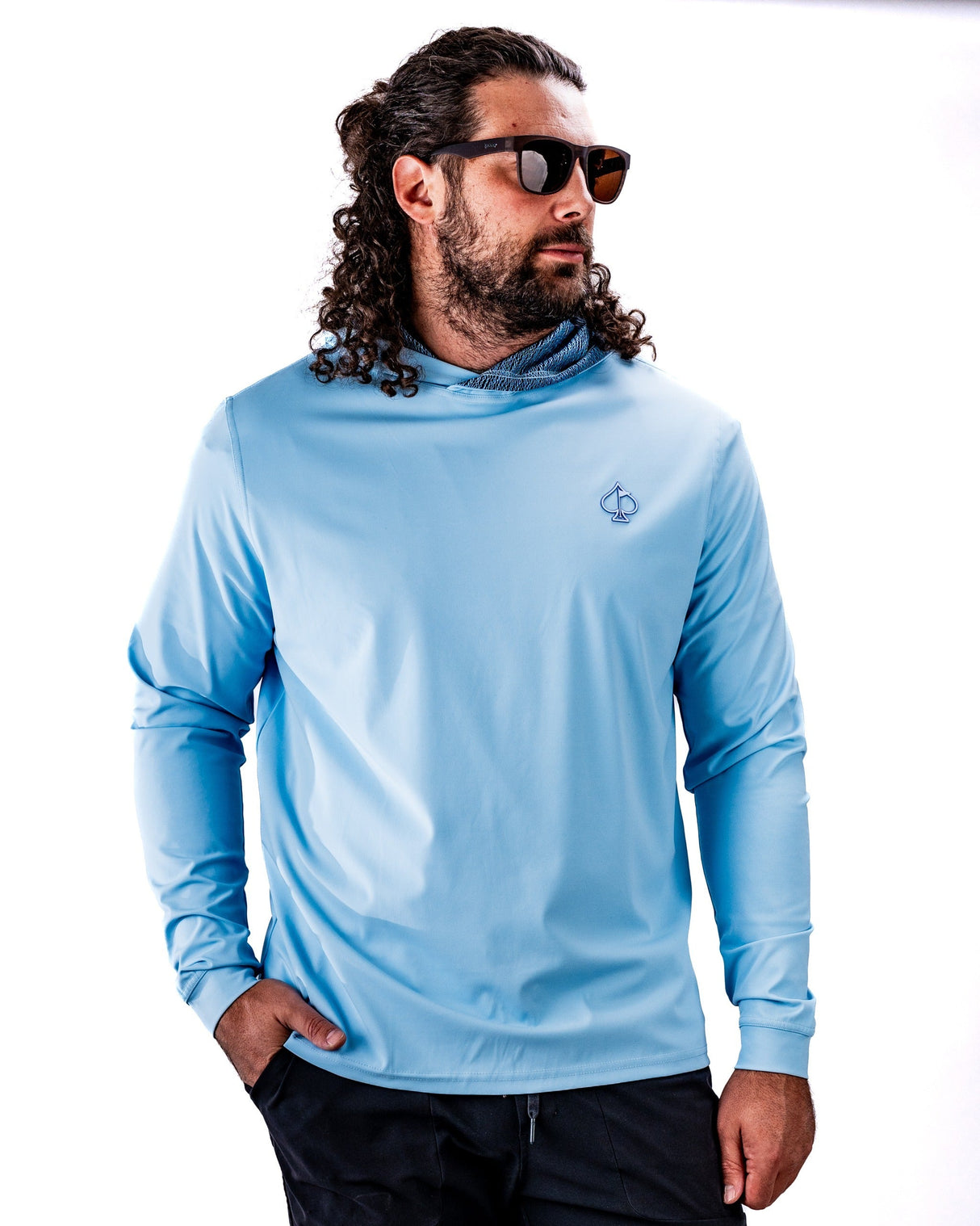 Sudadera con Capucha de Golf de Alto Rendimiento - Azul Ondulado