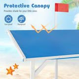 Pirate Ship Sandbox with Canopy with Bench Seats and Bottom Liner-White