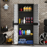 Gabinete de almacenamiento de plástico con puertas y 3 estantes ajustables, con cerradura